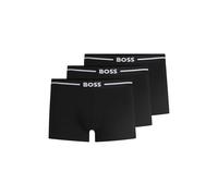BOSS Mens Trunk 3P Bold Three-Pack of Stretch-Cotton Trunks with Logo waistbands Black