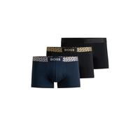 BOSS Mens Trunk 3P Gift Three-Pack of Monogram-Waistband Trunks in Stretch Cotton