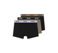 BOSS Mens Trunk 3P Power Desig Three-Pack of Logo-Waistband Trunks in Stretch Cotton