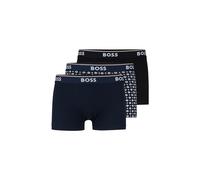 BOSS Mens Trunk 3P Power Desig Three-Pack of Logo-Waistband Trunks in Stretch Cotton