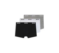 BOSS Mens Trunk 3P Power Three-Pack of Logo-Waistband Trunks in Stretch Cotton