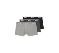 BOSS Mens Trunk 3P Power Three-Pack of Logo-Waistband Trunks in Stretch Cotton