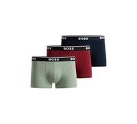 BOSS Mens Trunk 3P Power Three-Pack of Logo-Waistband Trunks in Stretch Cotton