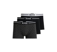 BOSS Mens Trunk 3P Power Three-Pack of Logo-Waistband Trunks in Stretch Cotton