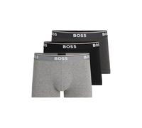 BOSS Mens Trunk 3P Power Three-Pack of Logo-Waistband Trunks in Stretch Cotton
