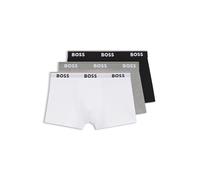 BOSS Mens Trunk 3P Power Three-Pack of Logo-Waistband Trunks in Stretch Cotton