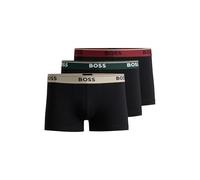 BOSS Mens Trunk 3P Power Three-Pack of Logo-Waistband Trunks in Stretch Cotton