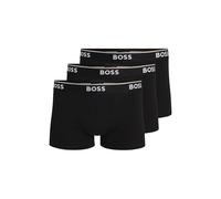 BOSS Mens Trunk 3P Power Three-Pack of Logo-Waistband Trunks in Stretch Cotton Black