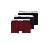 BOSS Mens Trunk 3P Revive Three-Pack of Stretch Trunks with Signature-Stripe waistbands Red