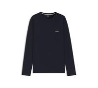 BOSS Mens Waffle LS-Shirt Waffle-Structured Pyjama T-Shirt in a Cotton Blend Dark Blue