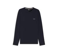 BOSS Mens Waffle LS-Shirt Waffle-Structured Pyjama T-Shirt in a Cotton Blend Dark Blue
