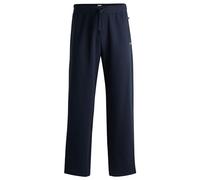 BOSS Mens Waffle Pants Embroidered-Logo Pyjama Bottoms in a Cotton Blend Dark Blue