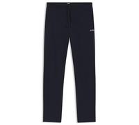 BOSS Mens Waffle Pants Embroidered-Logo Pyjama Bottoms in a Cotton Blend Dark Blue