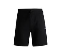 BOSS Mens Waffle Shorts Embroidered-Logo Pyjama Shorts in a Cotton Blend Black