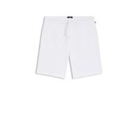 BOSS Mens Waffle Shorts Embroidered-Logo Pyjama Shorts in Stretch Cotton White