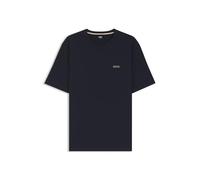 BOSS Mens Waffle T-Shirt Waffle-Structured Pyjama T-Shirt with Embroidered Logo Dark Blue