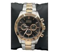 BOSS MENS WATCH 1513339 SILVER AND GOLD BRACELET WITH GREY DIAL SILVER CASE NEW