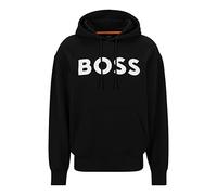BOSS Mens WebasicHood Cotton-terry hoodie with rubber-print logo Black