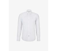 Boss Mens White Regular-fit Long-sleeved Cotton-poplin Shirt 17.5