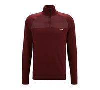 BOSS Mens Zandi Organic-Cotton Zip-Neck Sweater with Two-Tone Stripes Pink