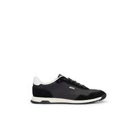 Men's BOSS Orange Zayn Mens Textured Fabric Lace-Up Trainers with Suede Trims - Black - Size: 8