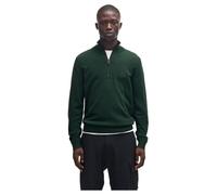 BOSS Mens Zip Neck Sweater Long Sleeve Cotton Open Green L