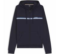BOSS Mens Zip Up Hooded Top Hugo Boss Stripe Logo Cotton Terry Hoodie Dark Blue