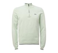 BOSS Mens Zitom Organic Cotton Zip Neck Jumper, Sage Green Sweater SAGE M