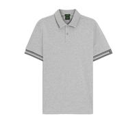 Boss Mens Zone Stripe Cuffed Slim Polo Shirt - Silver - M - Silver - 100% Cotton