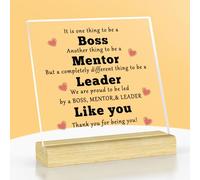 Boss Mentor Leader Gift Acrylic Plaque with Wood Stand Thank You Gifts for Leader Boss Mentor Supervisor Retirement Leaving Coworker Farewell Promotion Celebration Birthday Work Office Gift