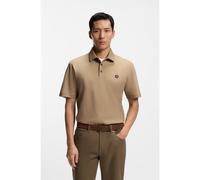 BOSS Mercerised-cotton polo shirt with Double B monogram - Style C-Parris 01, 50555829 Beige