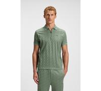 BOSS Mercerised-cotton polo shirt with jacquard pattern - Style PL_Mirror QZ, 50548653 Green S