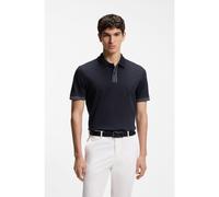 BOSS Mercerised-cotton polo shirt with striped trims - Style H-Parlay 238, 50559668 Dark Blue