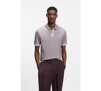 BOSS Mens H-Parlay 238 Mercerised-Cotton Polo Shirt with Striped Trims