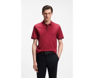 BOSS Mercerised-cotton polo shirt with striped trims - Style H-Parlay 238, 50559668 Red XL