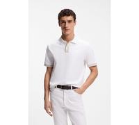 BOSS H-Parlay 238 Contrast Detail Cotton Polo Shirt, White, Size L, Men White