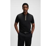 BOSS Mercerised-cotton polo shirt with zip placket - Style H-Paras 65, 50543880 Black XXXL