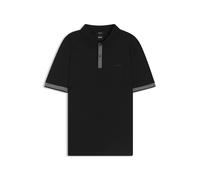 BOSS Mercerised-cotton slim-fit polo shirt with structured trims - Style H-Phillipson 200, 50543865 Black S