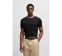 BOSS Mercerised-cotton slim-fit T-shirt with collar stripe - Style H-Tessler 199, 50531793 Black M