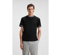 BOSS Mercerised-cotton slim-fit T-shirt with contrast trims - Style H-Tessler 200, 50543858 Black M