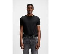 BOSS Mercerised-cotton slim-fit T-shirt with contrast trims - Style H-Tessler 200, 50543858 Black M