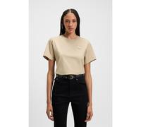 BOSS Mercerised-cotton top with double-monogram embroidery - Style Elphi_BB, 50513755 Light Beige XS