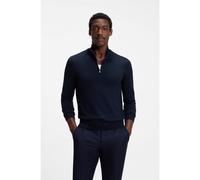 BOSS Merino-wool sweater with zip neck - Style H-Ebenji, 50565499 Dark Blue M