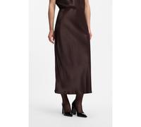 BOSS Midi-length A-line skirt in a shiny fabric - Style Vesatie3, 50541819 Dark Brown 4