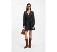 BOSS Midi-length dress in crinkle satin - Style C_Deply, 50553594 Dark Grey 6