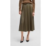 BOSS Midi skirt in faux leather with plissé pleats - Style Vaplita, 50457047 Khaki 8