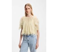 BOSS Mini cape blouse with lace trimmings - Style C_Bennedy, 50564694 Light Yellow 6