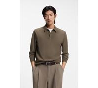 BOSS Mixed-structure knit polo in a wool blend - Style H-Hincognito_IN, 50564604 Brown S