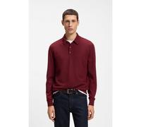 BOSS Mixed-structure knit polo in a wool blend - Style H-Hincognito_IN, 50564604 Dark Red XXXL