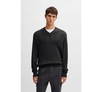 BOSS Mixed-structure V-neck sweater in virgin wool - Style H-Birvo, 50531563 Dark Grey M